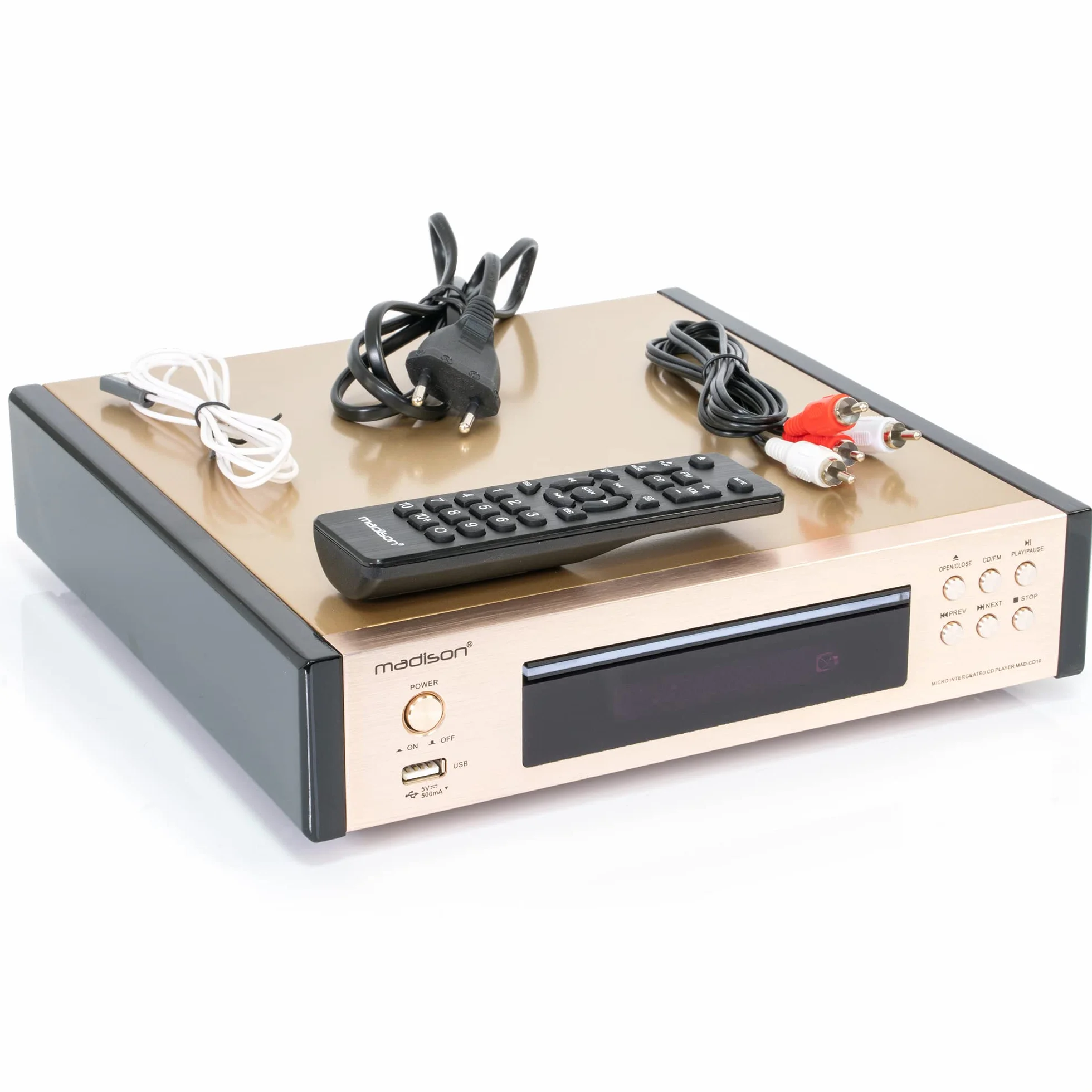 Madison - MAD-CD10 - Odtwarzacz CD i tuner FM z USB i pilotem zdalnego sterowania - różowe szczotkowane złoto