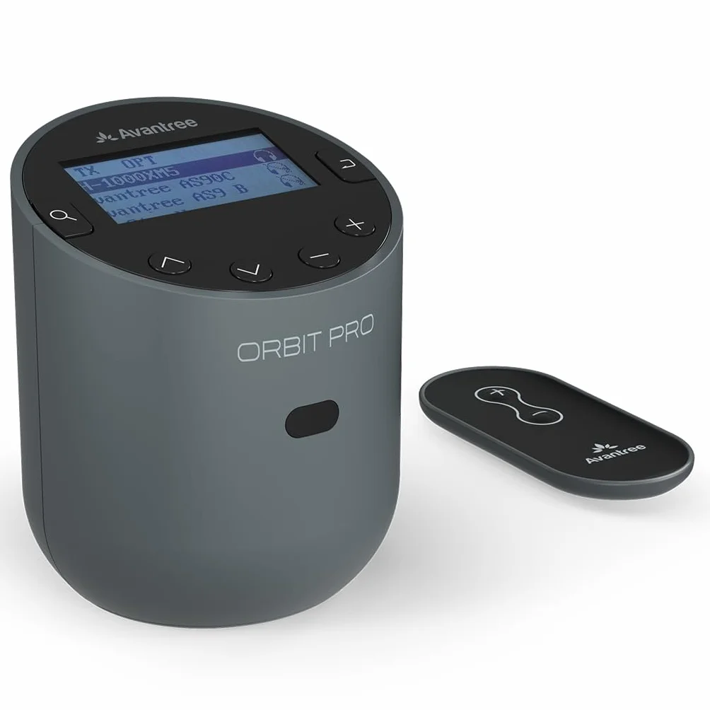 Avantree Orbit Pro — nadajnik Bluetooth do telewizora z wyjściem audio optycznym lub AUX (w tym Smart TV), dźwięk przestrzenny, łatwa regulacja głośności dla Airpods i innych słuchawek