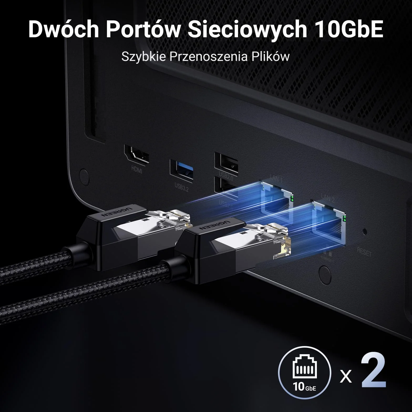 UGREEN NASync DXP6800 Pro, Stacja Dyskowa Biurkowa 6 Bay, Procesor Intel i5 1235u 10rdzeniowy, 8 GB Pamięci DDR5, 128 GB SSD, 2 Porty 10 GbE, 2 Miejsca M.2 NVMe, HDMI 8K, 2 Porty TBT4 (Bez Dysków)