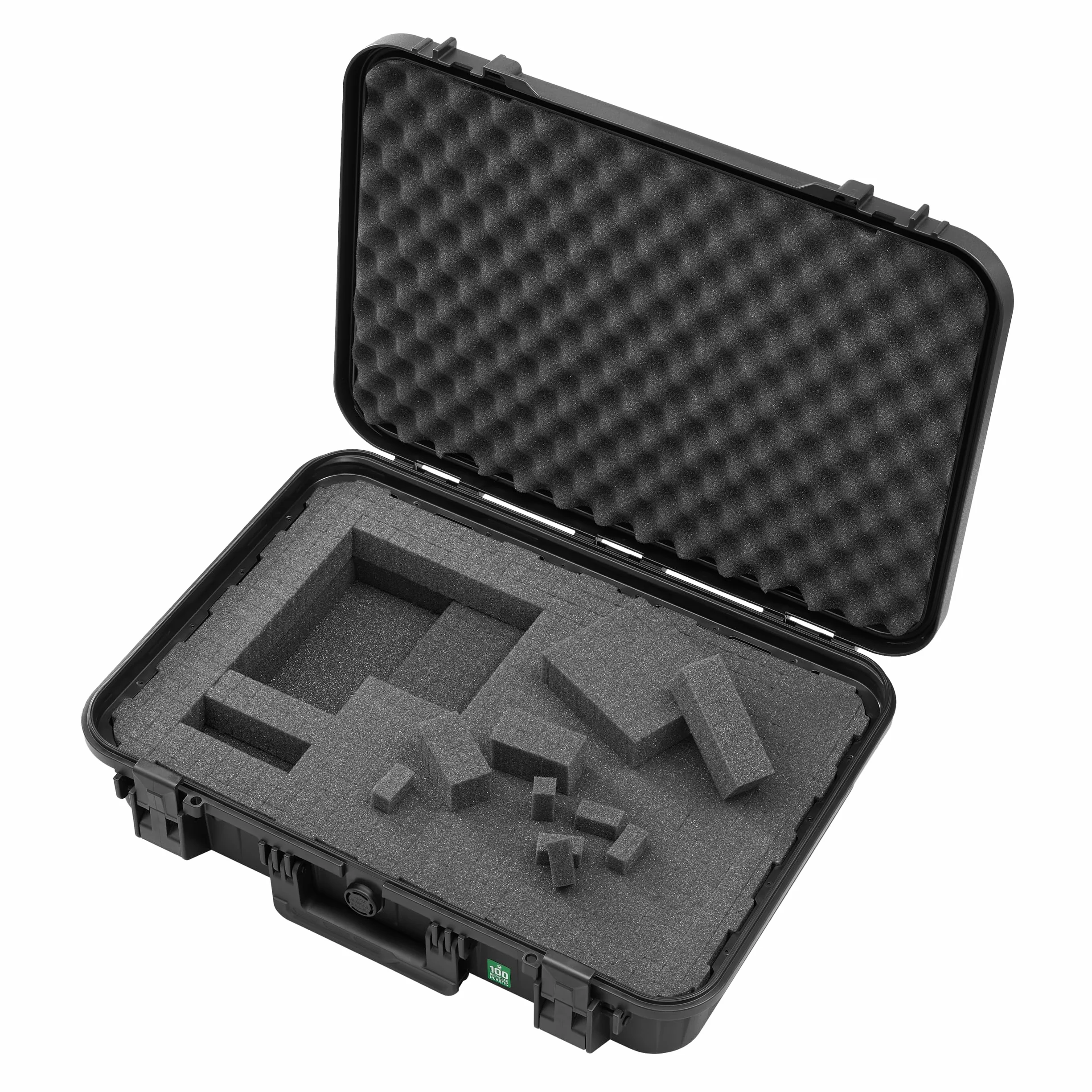 TOMcase Walizka na tablet, notebook/laptop i akcesoria; wodoodporne etui ochronne ECO z siatką/pianką cube na 16" do 18", Outdoor Case Made in Germany (L)