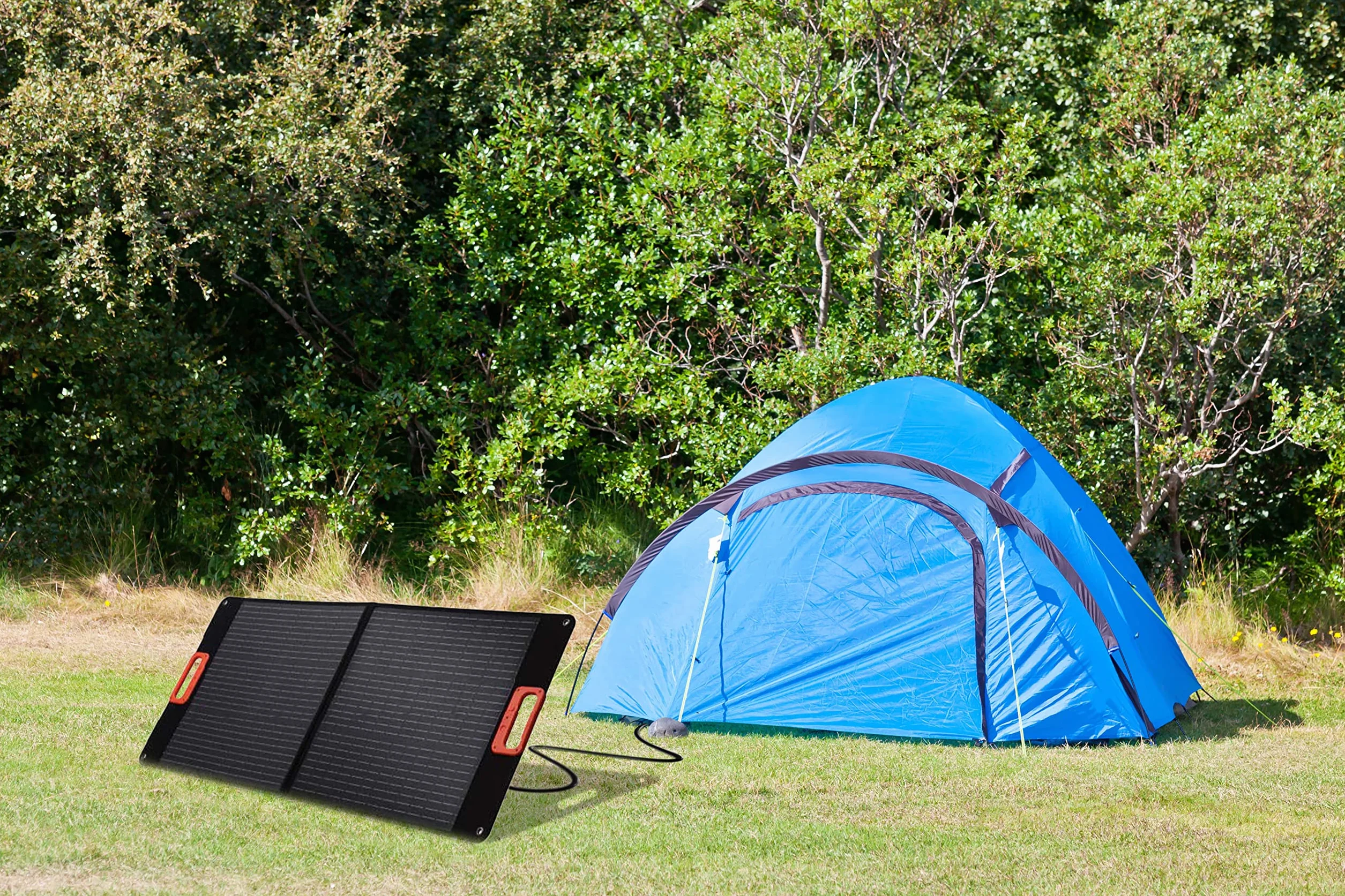 Technaxx Składany panel słoneczny 100 W TX-206, przenośna monokrystaliczna ładowarka słoneczna do wszystkich popularnych elektrowni z wyjściami USB-A/USB-C/XT60/DC7909/MC4/Anderson – do użytku na