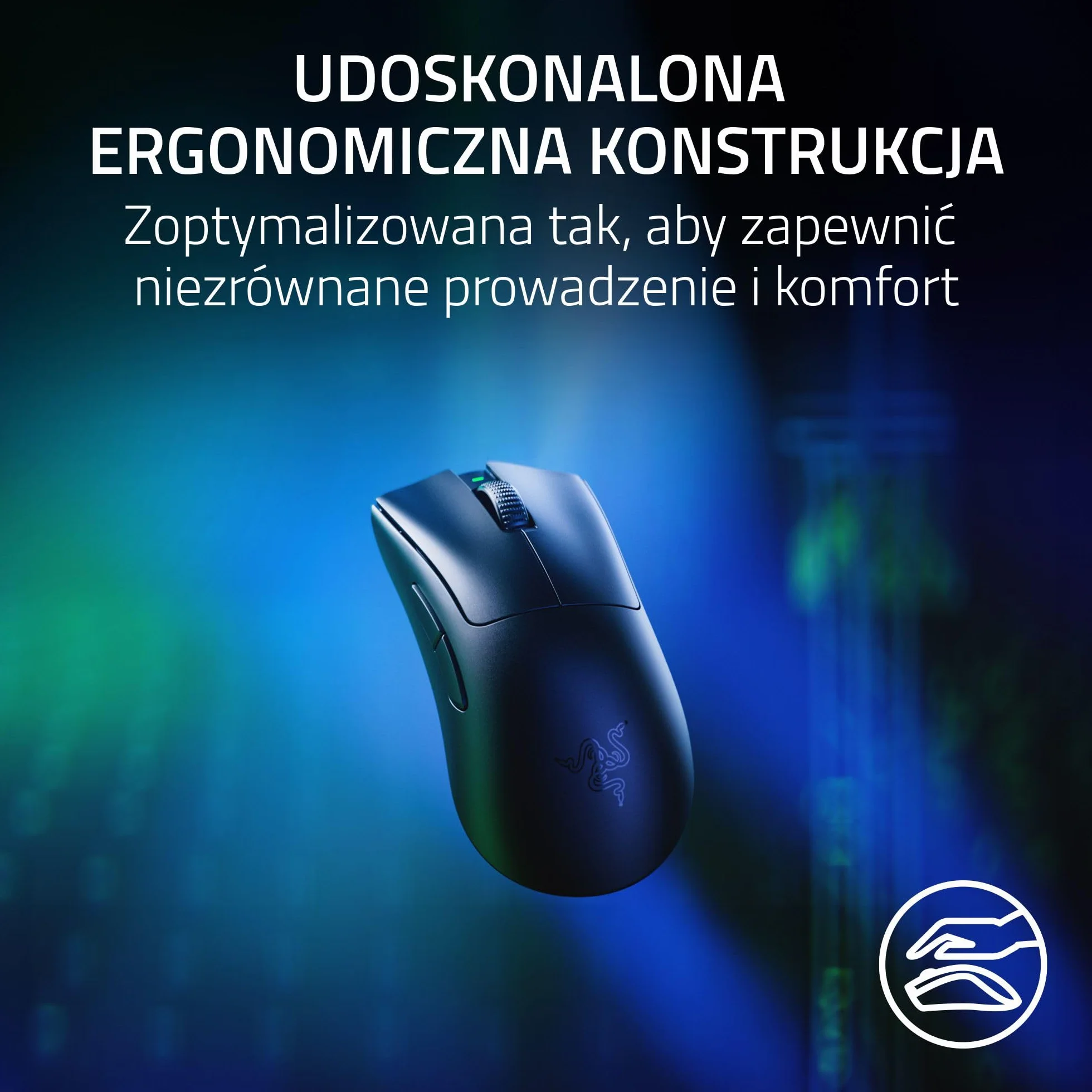 Razer DeathAdder V3 Pro HyperPolling bezprzewodowy adapter - ultralekka bezprzewodowa ergonomiczna mysz e-sportowa (63 g, czujnik optyczny Focus Pro 30K, optyczne przełączniki myszy Gen-3), kolor