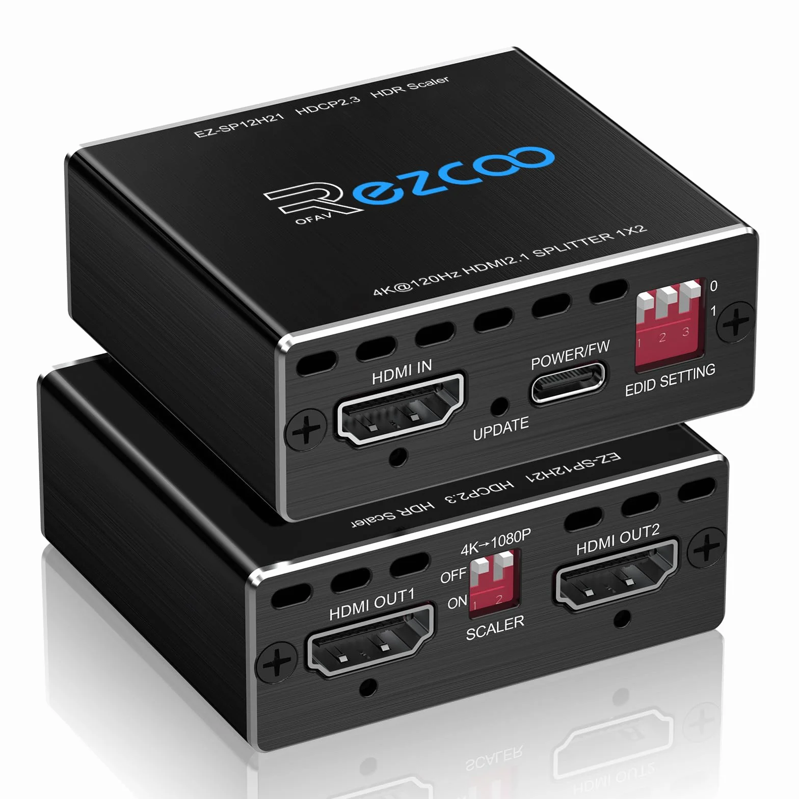 4K 120Hz HDMI 2.1 Splitter 8K 60Hz 1 in2 out VRR ALLM HDCP2.3 HDR10 8KUHD Dolby Vision Atmos Scaler 4K EDID 1080P Dual Monitors Rozgałęźnik HDMI 1 wejście 2 wyjścia for PS5 SkyQ Xbox NVIDIA AMD