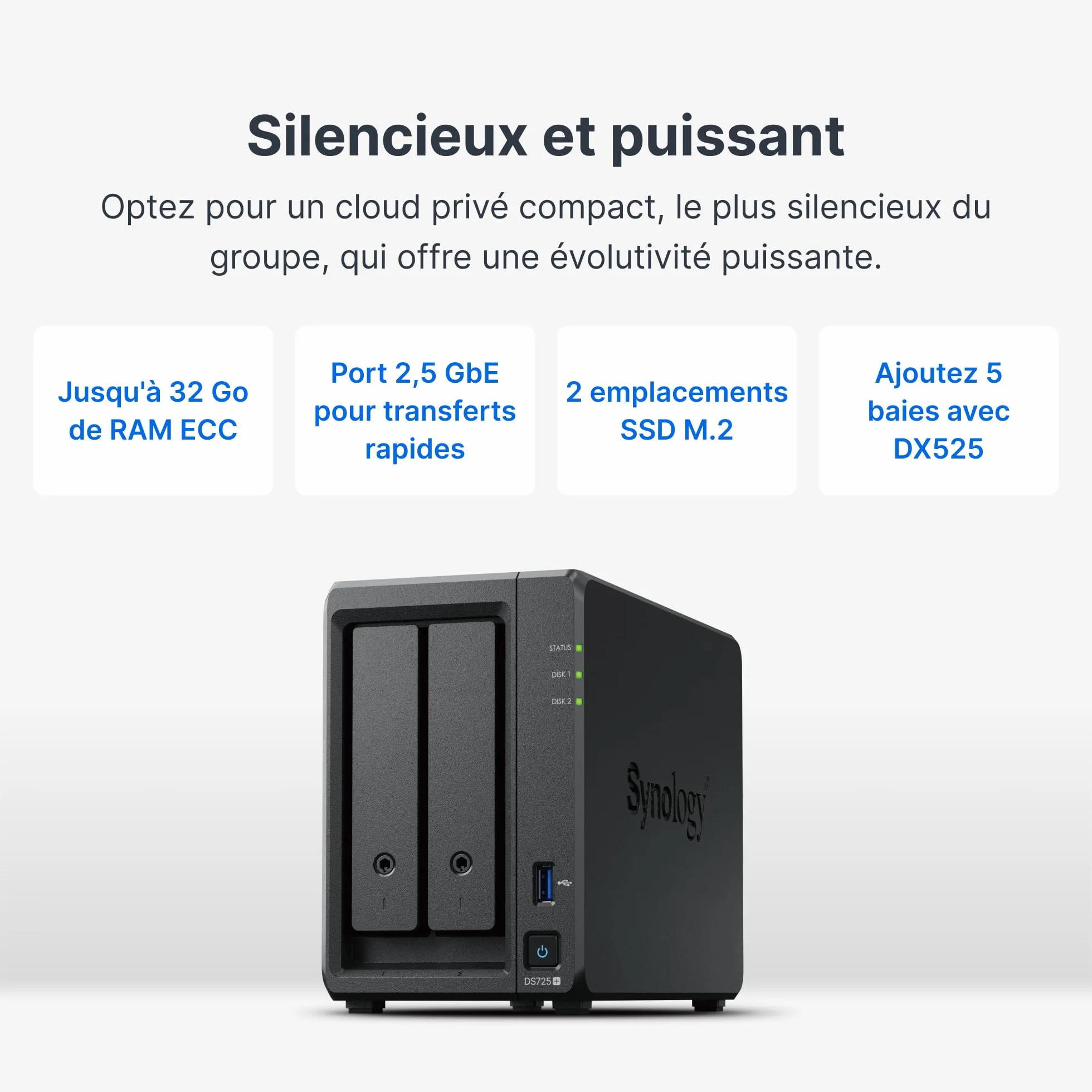 Synology DiskStation DS1525+ serwer pamięci masowej Ryzen Embedded V1500B 8 GB DDR4 0 TB - czarny