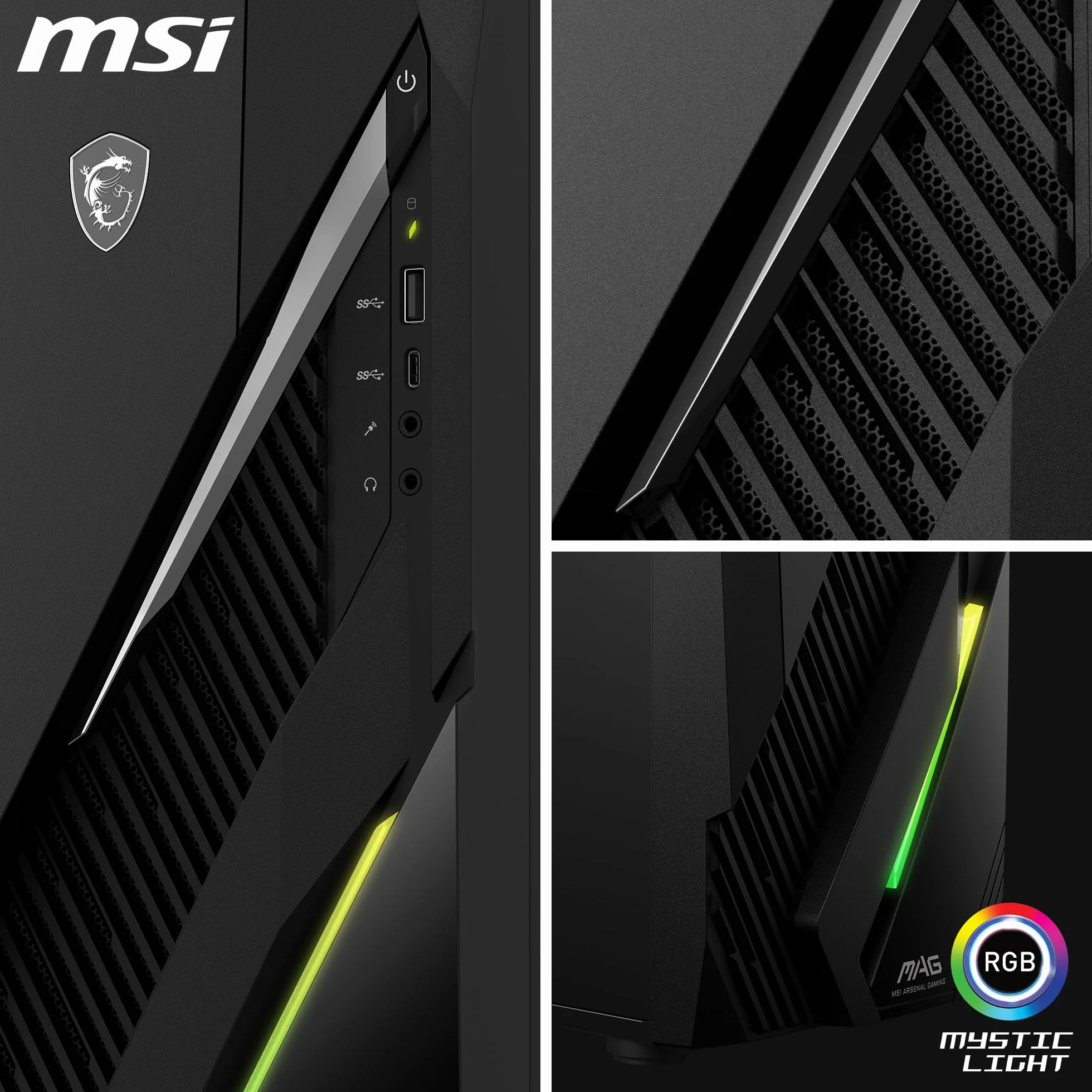 MSI MAG Infinite E1 14NVL5-104EU Gaming PC - procesor Intel Core i5 14400F, karta graficzna GeForce RTX 5060 8G, 16 GB DDR5 RAM, 1 TB SSD PCIe GEN4 x 4 w/lub DRAM NVMe - zasilacz 80+ brązowy, Wi-Fi 6E