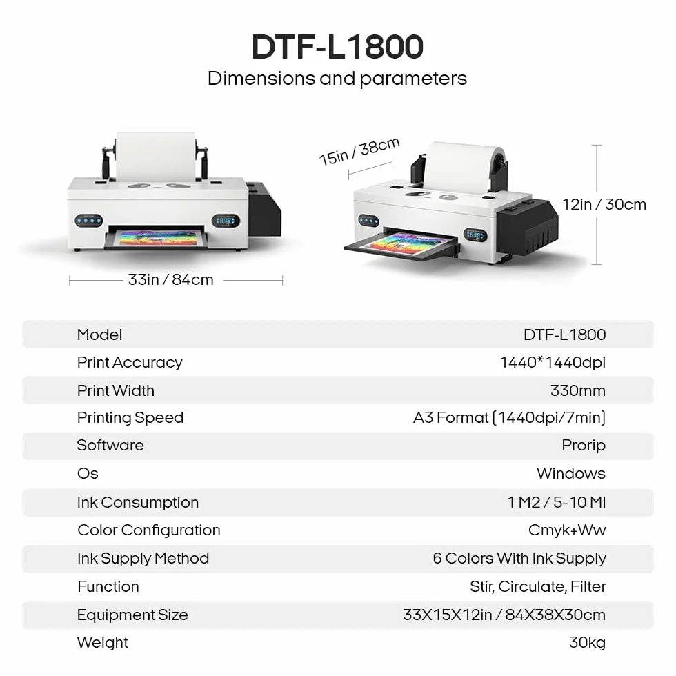Procolored F13 Zestaw drukarki A3 L1800 DTF z piecem do utwardzania Maszyna do cięcia koszulek z podajnikiem rolkowym do personalizacji odzieży tekstylnej