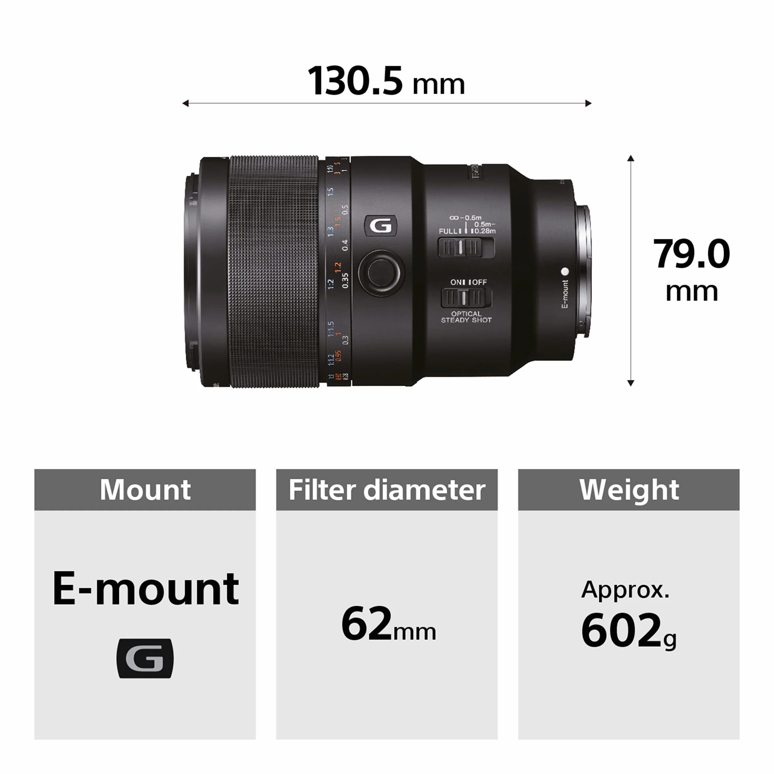Sony SEL90M28G E Mount Full Frame 90mm F2.8 Telephoto Macro G Lens