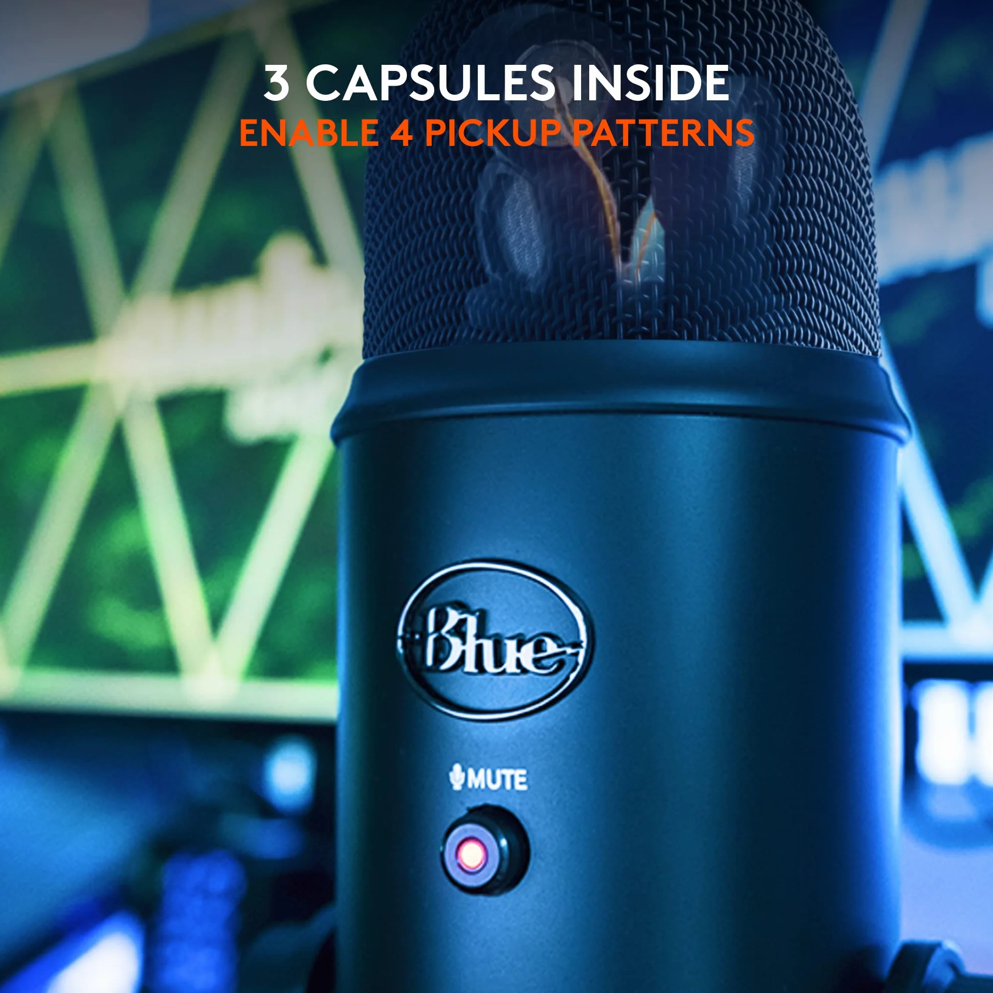 Blue Microphones Mikrofon pojemnościowy Yeti USB do PC, Mac, gier, nagrywania, streamingu, podcastingu, studia i komputera z efektami Blue VO!CE, 4 wzorce odbioru, Plug and Play - Czarny