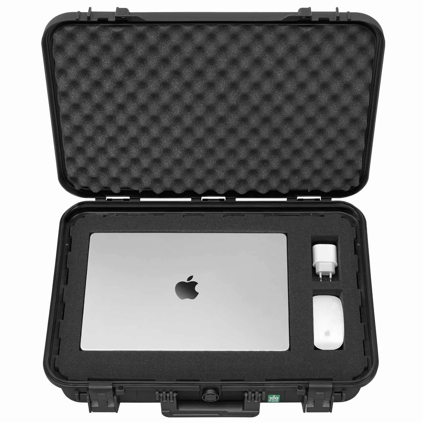 TOMcase Walizka na tablet, notebook/laptop i akcesoria; wodoodporne etui ochronne ECO z siatką/pianką cube na 16" do 18", Outdoor Case Made in Germany (L)