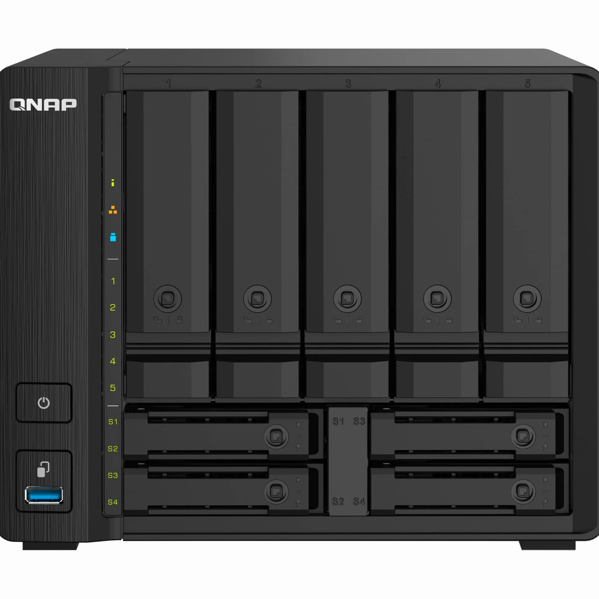 QNAP TS-932PX-4G 9 Bay (5 + 4) Obudowa NAS do komputera stacjonarnego - 10GbE SFP+ i 2,5 GbE - 5 x 3,5-calowe gniazda dysków i 4 x 2,5-calowe wnęki na dysky SATA