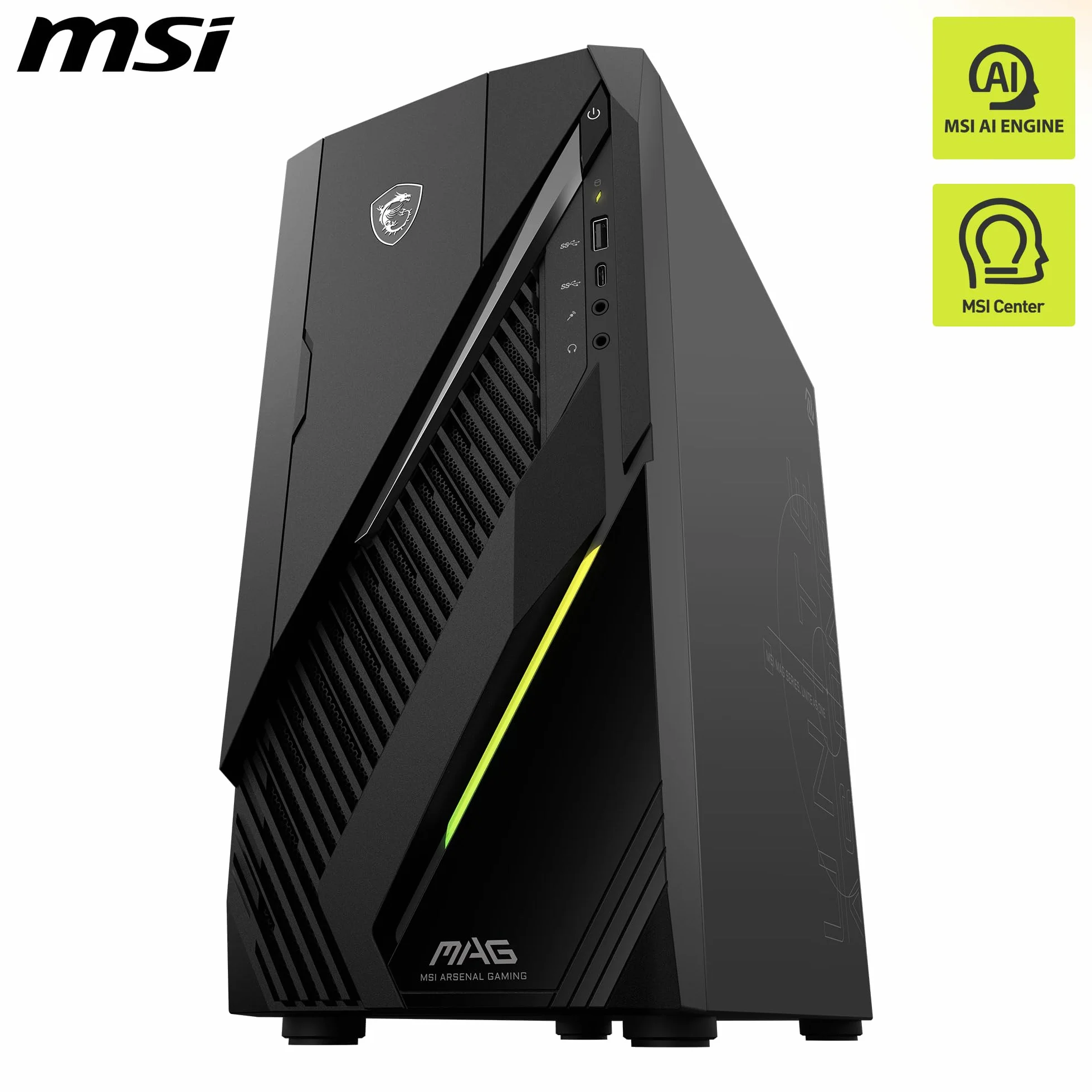 MSI MAG Infinite E1 14NVL5-104EU Gaming PC - procesor Intel Core i5 14400F, karta graficzna GeForce RTX 5060 8G, 16 GB DDR5 RAM, 1 TB SSD PCIe GEN4 x 4 w/lub DRAM NVMe - zasilacz 80+ brązowy, Wi-Fi 6E