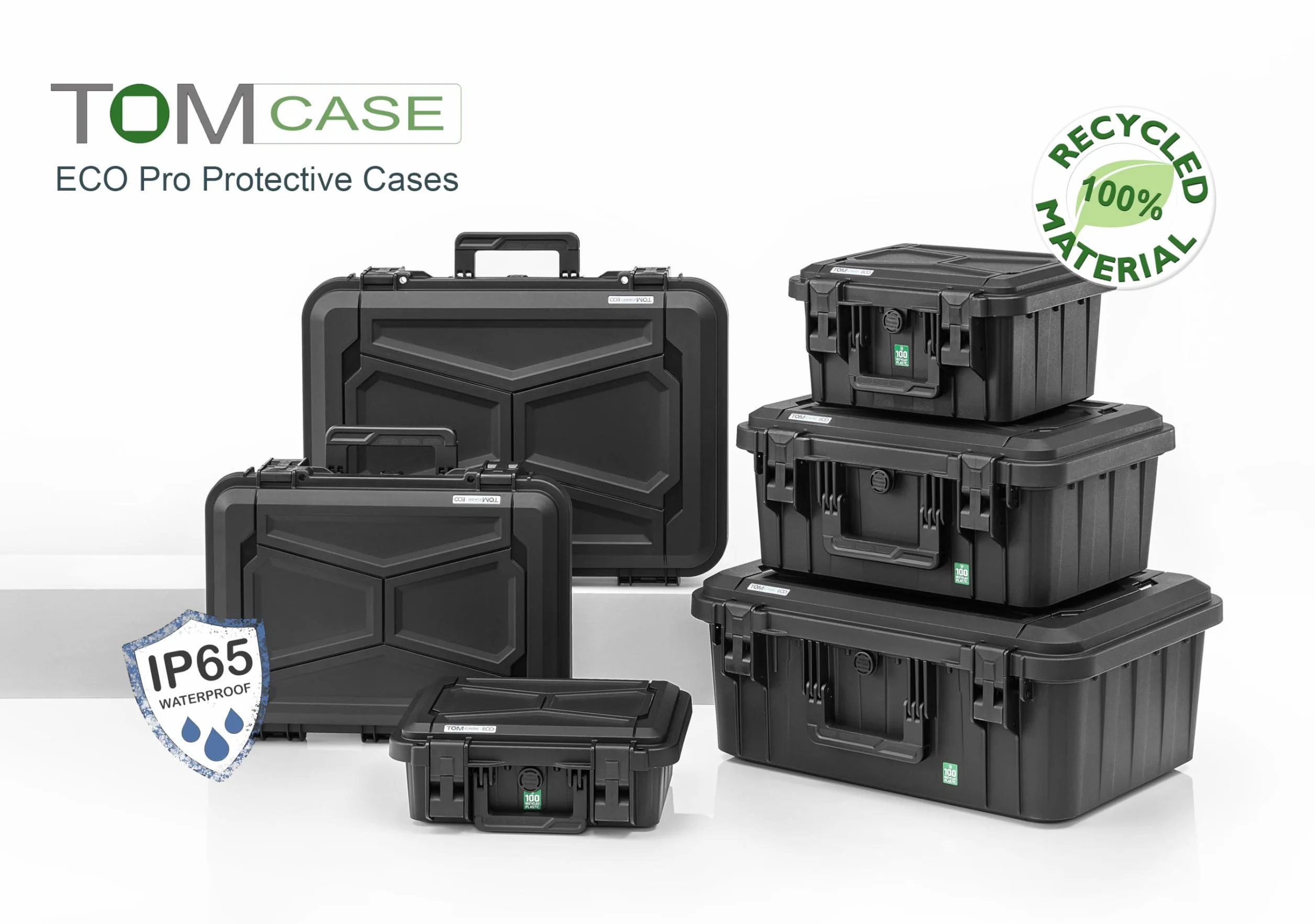 TOMcase Walizka na tablet, notebook/laptop i akcesoria; wodoodporne etui ochronne ECO z siatką/pianką cube na 16" do 18", Outdoor Case Made in Germany (L)