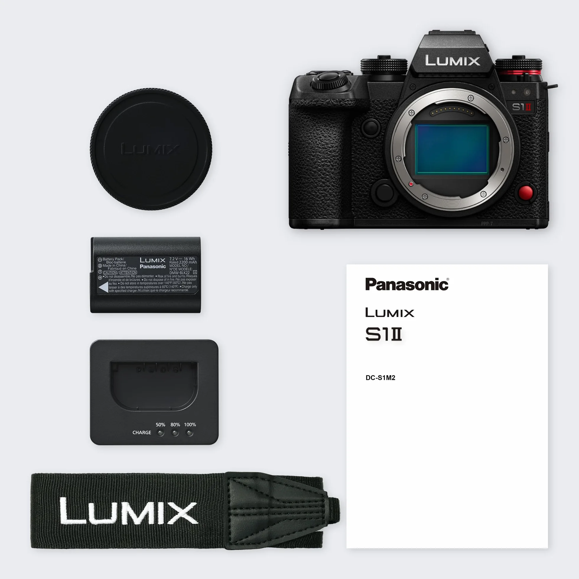 Panasonic LUMIX DC-S1M2E | Pełnoklatkowy aparat bezlusterkowy, 24MP, 4K 120p, 5.1K 60p Open Gate, ProRes RAW, fazowy Hybrydowy AF, L-Mount, sam korpus, czarny