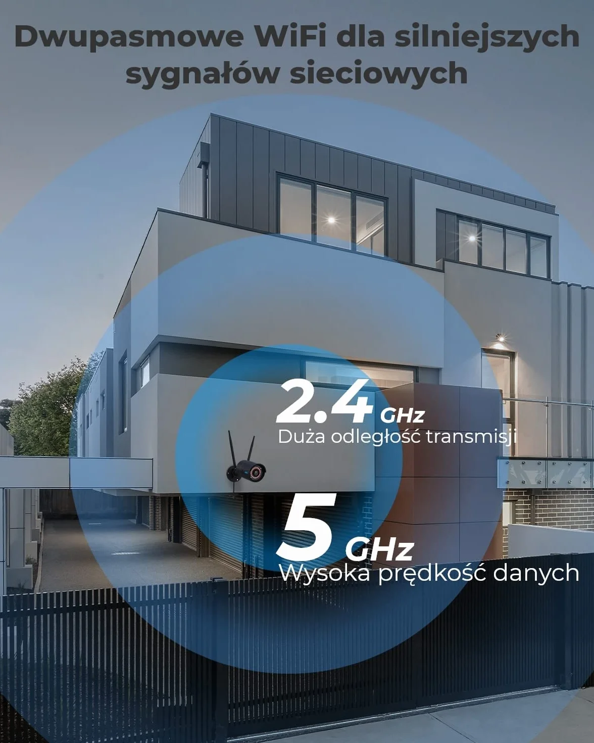 Reolink 5MP Zewnętrzna Kamera Monitorująca, Kamera IP WiFi 2.4GHz / 5GHz z Wykrywaniem Osób/Pojazdów, Noktowizorem, Nagrywaniem Lokalnym, Wodoodpornym, Zdalnym Dostępem, RLC-510WA Czarny