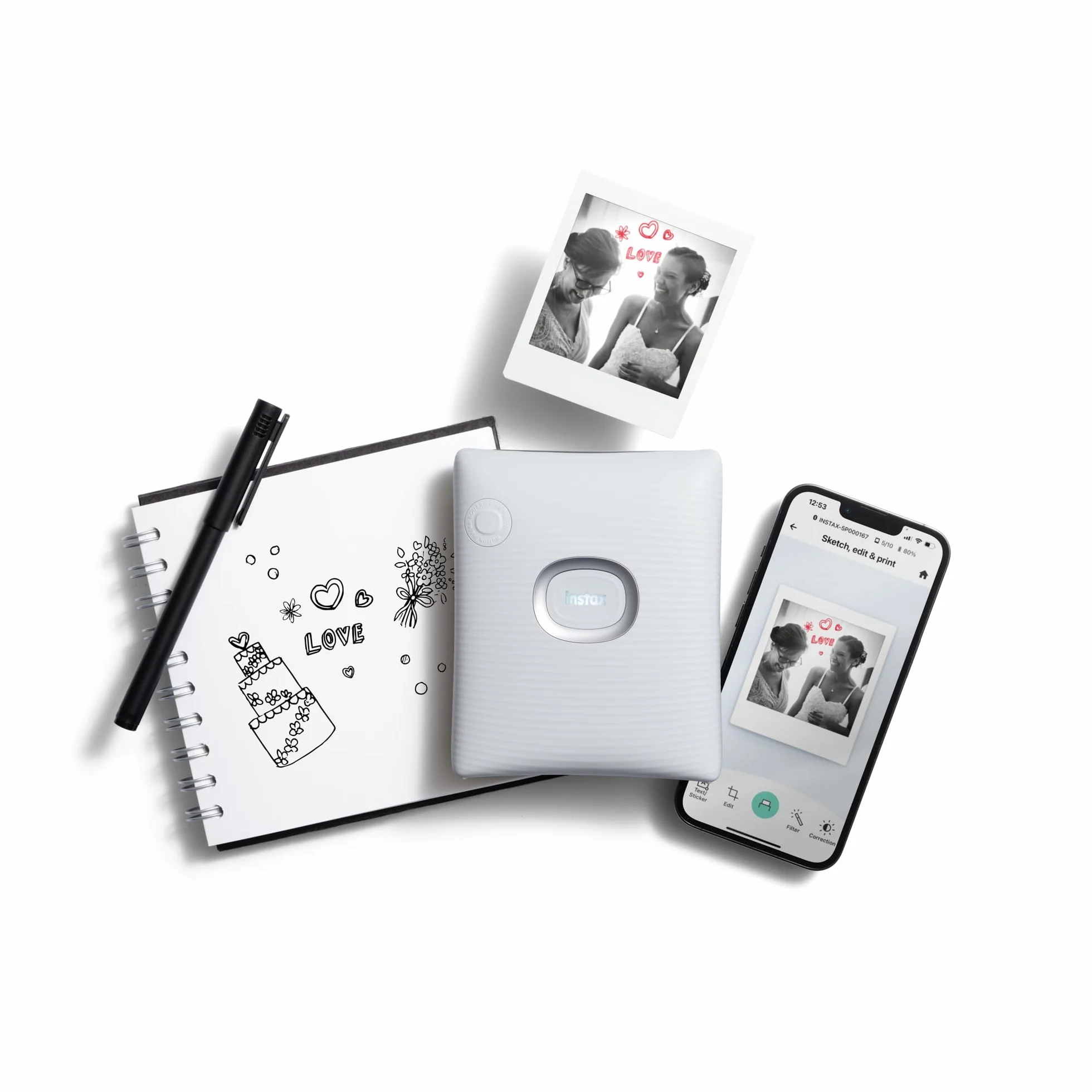 instax SQUARE Link drukarka do smartfona, Ash White
