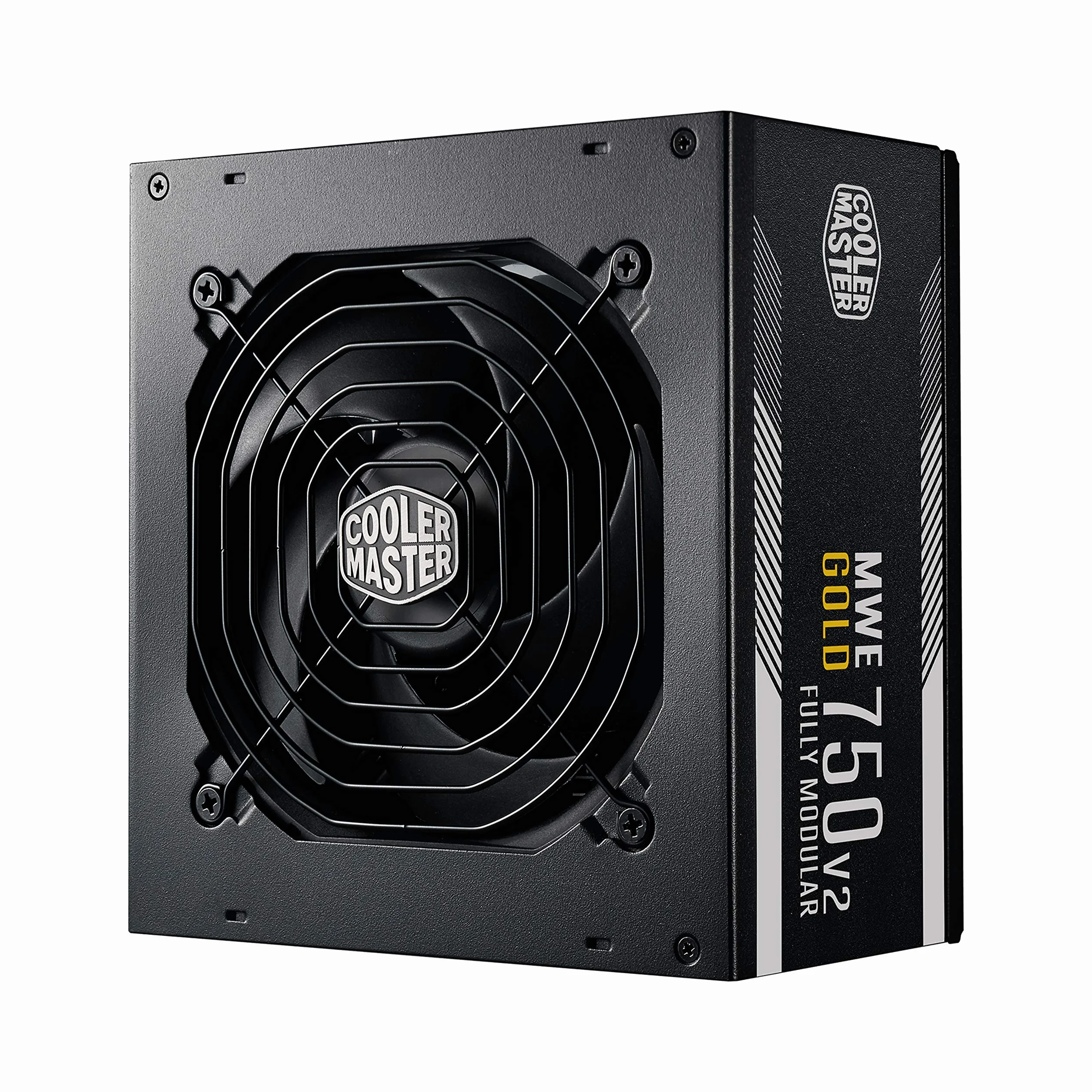 Cooler Master MWE 750 Gold V2 w Pełni Modularny Zasilacz do Komputera - 80 PLUS Gold 750W, Płaskie Czarne Okablowanie, Wentylator HDB 120mm, Próg Wysokiej Temperatury - Wtyczka EU, 5 Lat Gwarancji