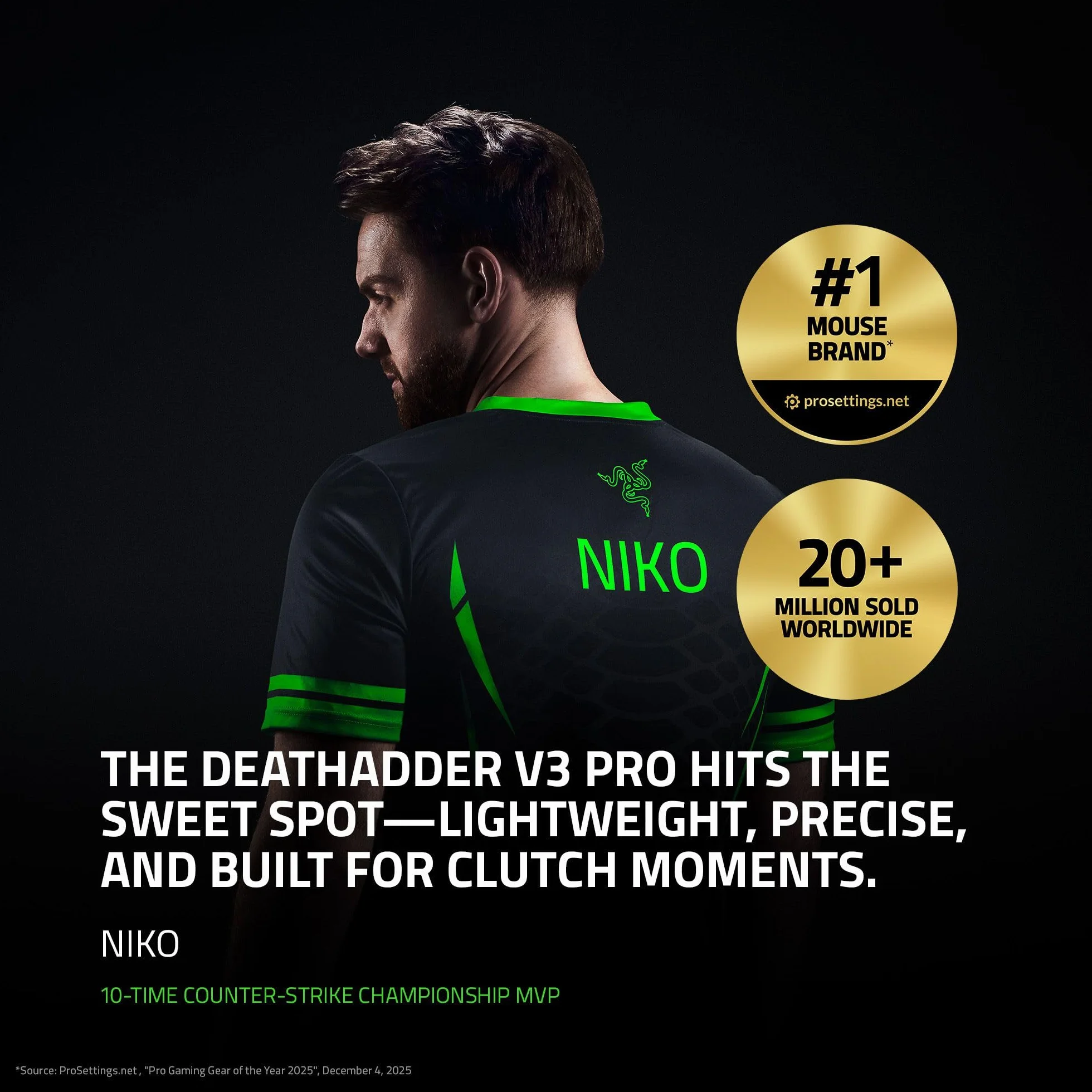 Razer DeathAdder V3 Pro HyperPolling bezprzewodowy adapter - ultralekka bezprzewodowa ergonomiczna mysz e-sportowa (63 g, czujnik optyczny Focus Pro 30K, optyczne przełączniki myszy Gen-3), kolor