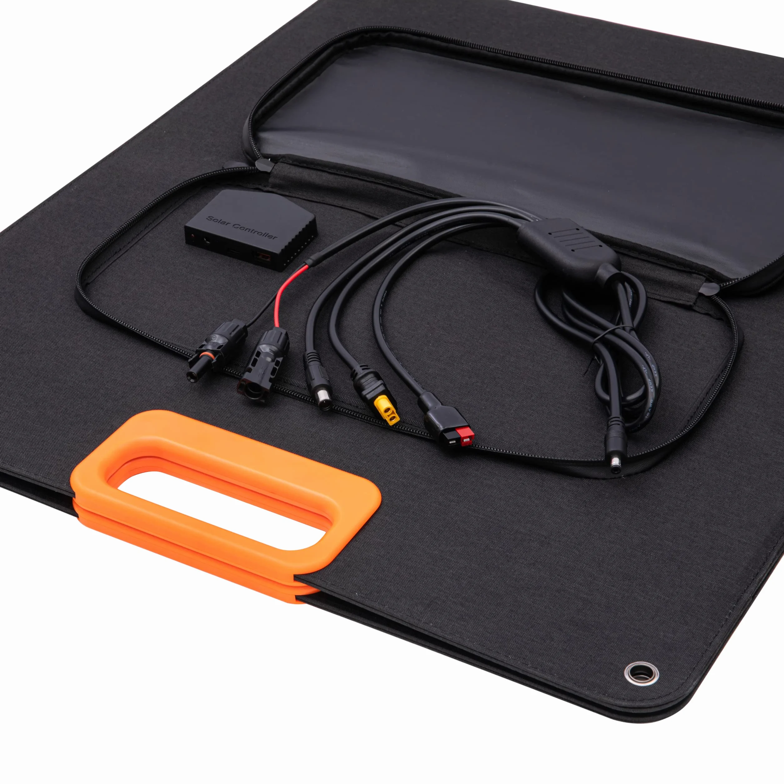 Technaxx Składany panel słoneczny 100 W TX-206, przenośna monokrystaliczna ładowarka słoneczna do wszystkich popularnych elektrowni z wyjściami USB-A/USB-C/XT60/DC7909/MC4/Anderson – do użytku na