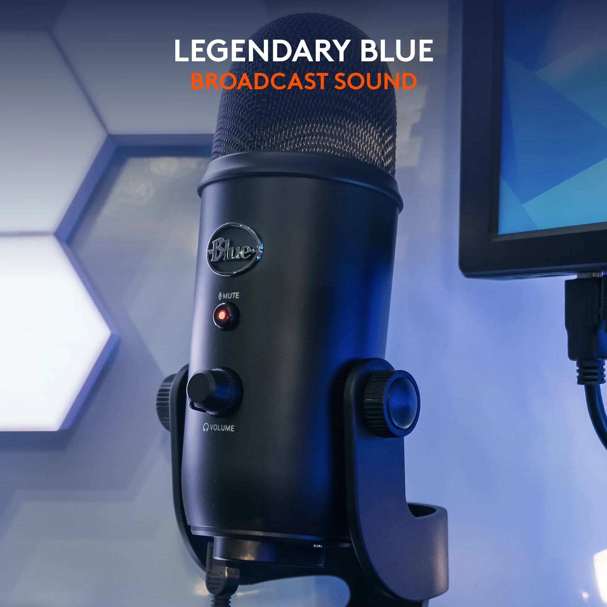Blue Microphones Mikrofon pojemnościowy Yeti USB do PC, Mac, gier, nagrywania, streamingu, podcastingu, studia i komputera z efektami Blue VO!CE, 4 wzorce odbioru, Plug and Play - Czarny