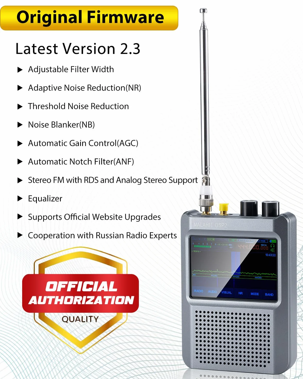 Najnowszy odbiornik radiowy V2.4 Malachite DSP2 SDR, AURSINC krótkofalowy odbiornik radiowy 10 kHz-380 MHz, 404 MHz-2 GHz, AM SSB DSB CW NFM WFM Air FT8 RTTY, funkcja dekodera, redukcja szumów