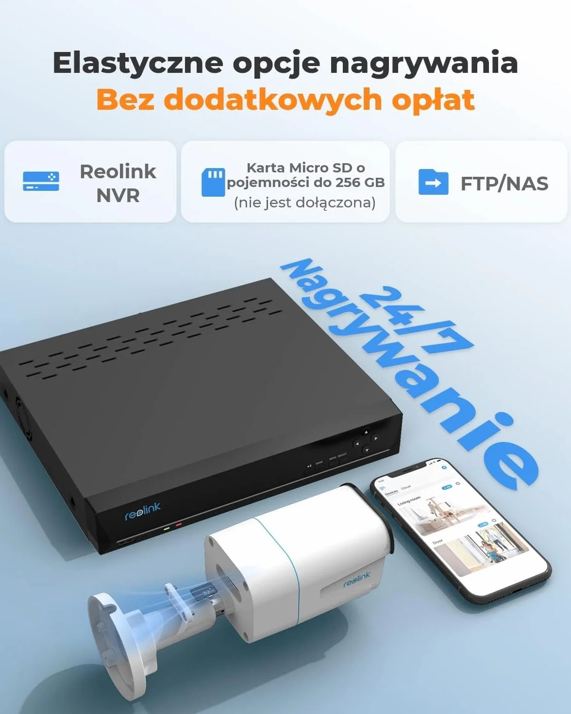 Reolink Inteligentna Kamera Monitoringu 4K PoE z Detekcją Ludzi/Pojazdów, Zewnętrzna Kamera CCTV IP z Inteligentnymi Alertami o Ruchu, Nagrywaniem Audio, Slotem Karty microSD RLC-810A