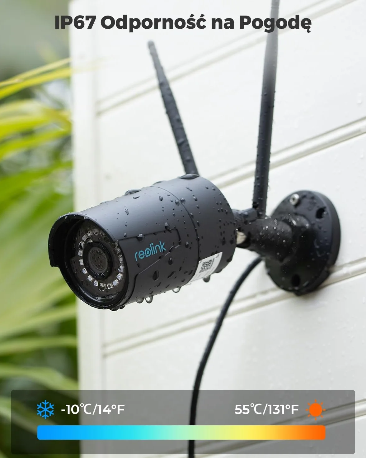 Reolink 5MP Zewnętrzna Kamera Monitorująca, Kamera IP WiFi 2.4GHz / 5GHz z Wykrywaniem Osób/Pojazdów, Noktowizorem, Nagrywaniem Lokalnym, Wodoodpornym, Zdalnym Dostępem, RLC-510WA Czarny