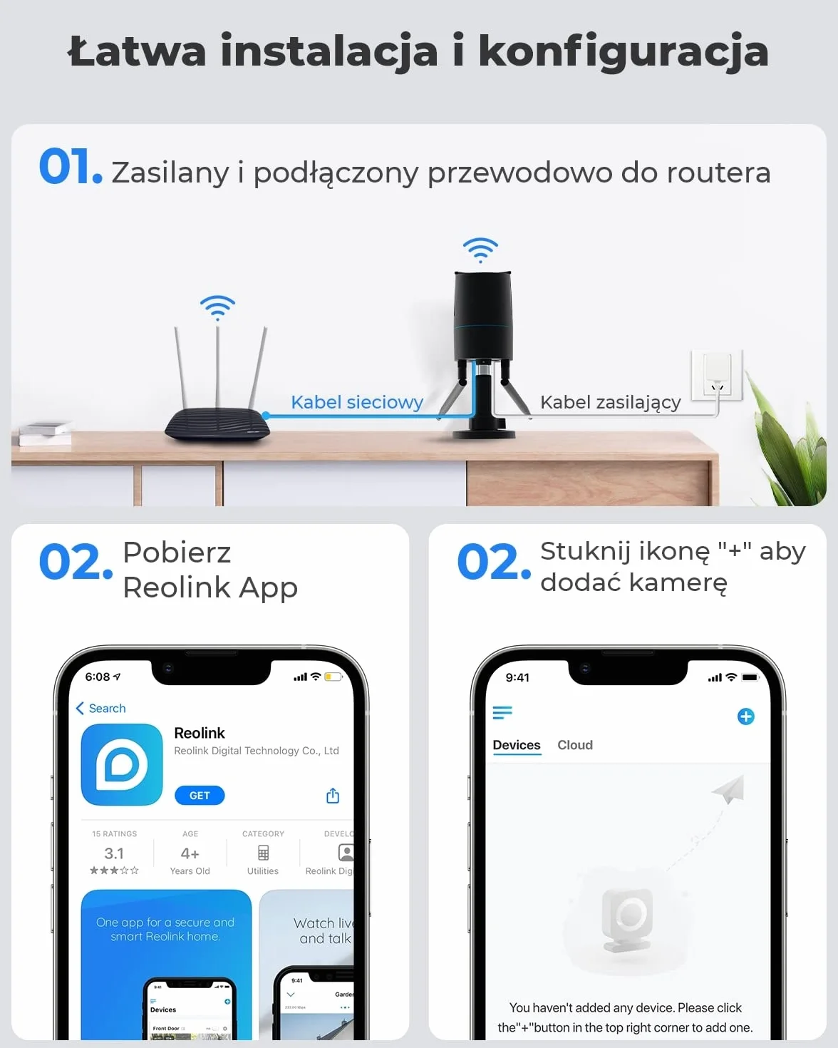 Reolink 5MP Zewnętrzna Kamera Monitorująca, Kamera IP WiFi 2.4GHz / 5GHz z Wykrywaniem Osób/Pojazdów, Noktowizorem, Nagrywaniem Lokalnym, Wodoodpornym, Zdalnym Dostępem, RLC-510WA Czarny