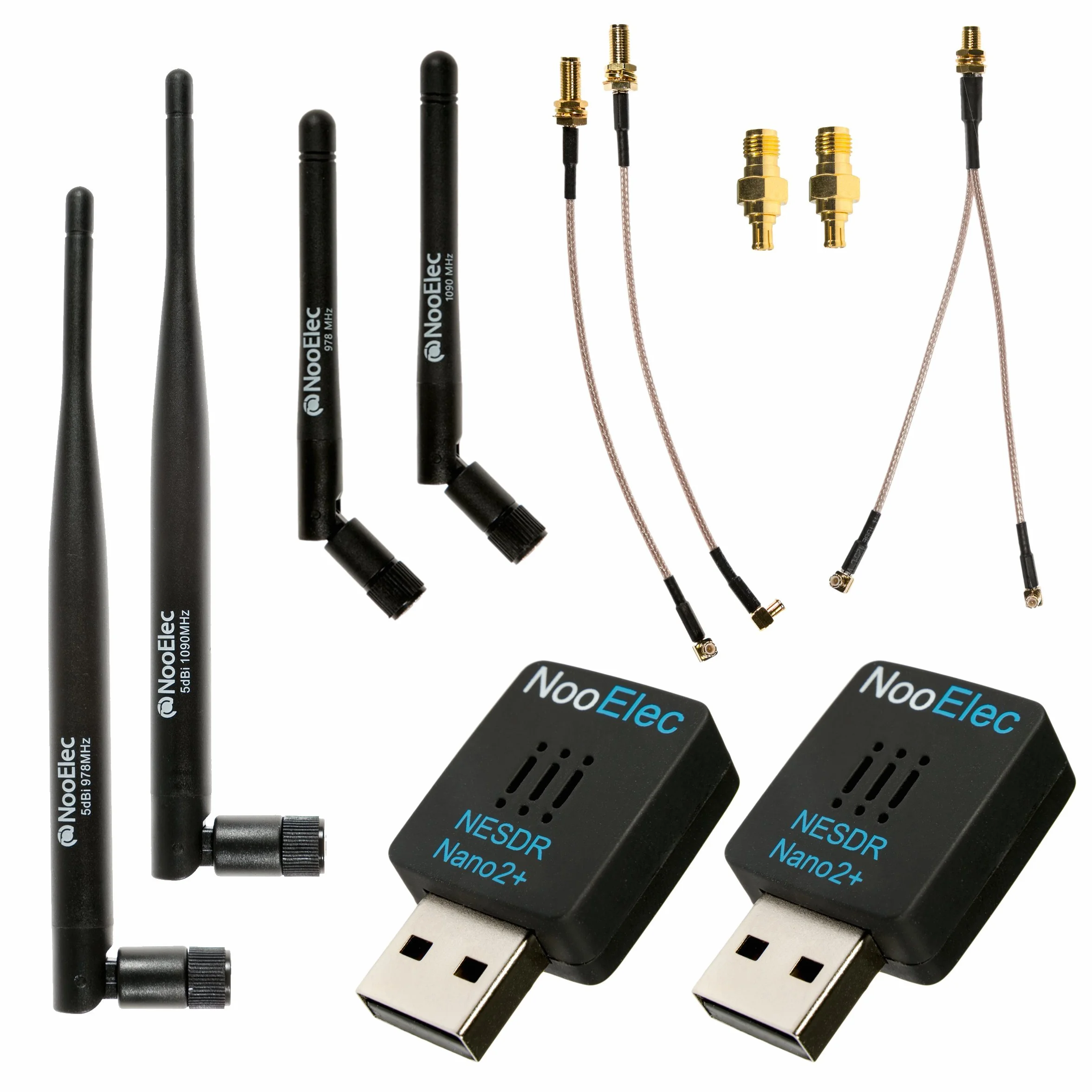 NooElec NESDR Nano 2+ dwuzakresowy pakiet ADS-B do Stratux, Avare, Foreflight, FlightAware - zawiera 2 SDR, 4 anteny, 5 adapterów, częstotliwość radiową, 25 MHz - 1700 MHz