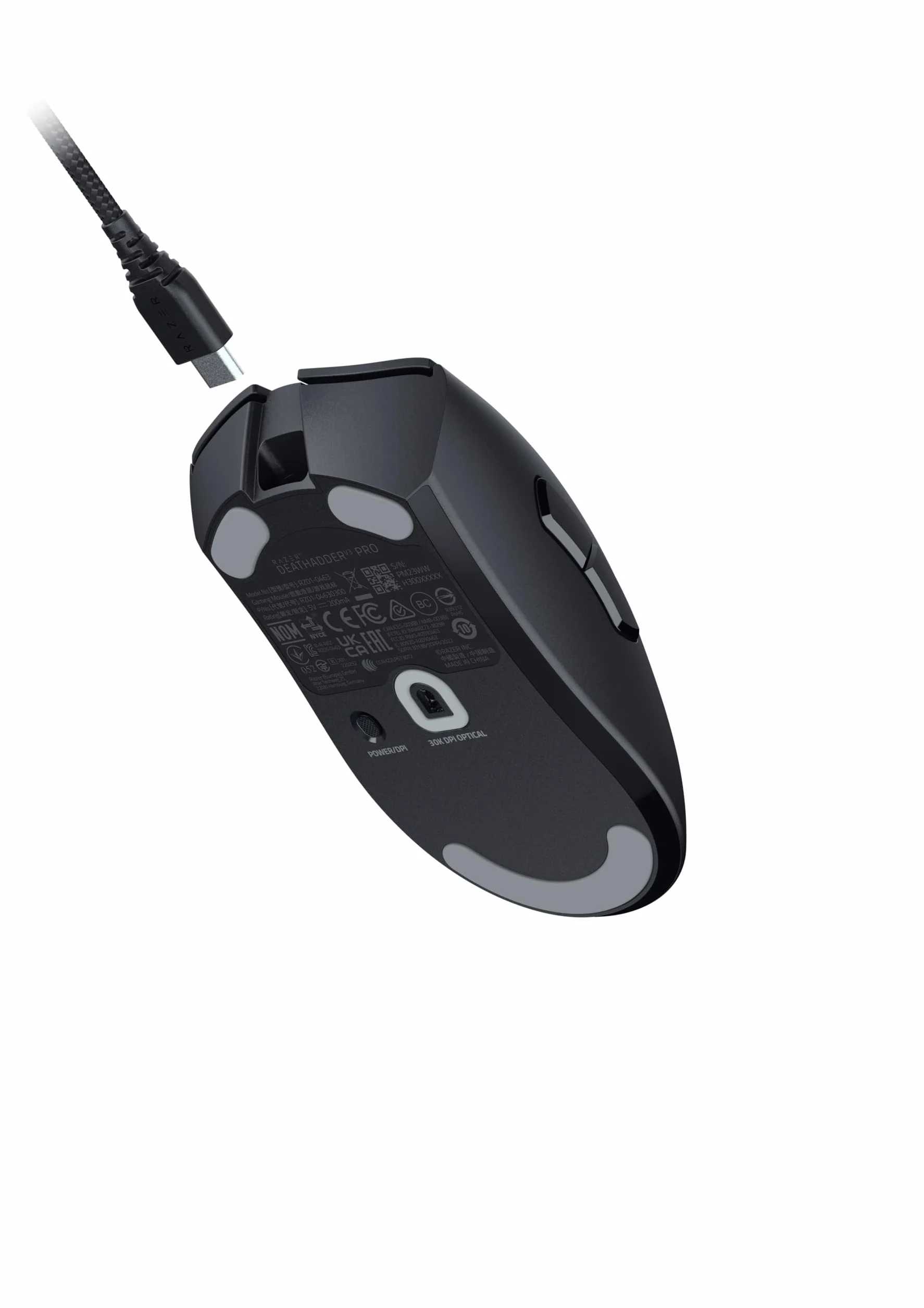 Razer DeathAdder V3 Pro HyperPolling bezprzewodowy adapter - ultralekka bezprzewodowa ergonomiczna mysz e-sportowa (63 g, czujnik optyczny Focus Pro 30K, optyczne przełączniki myszy Gen-3), kolor