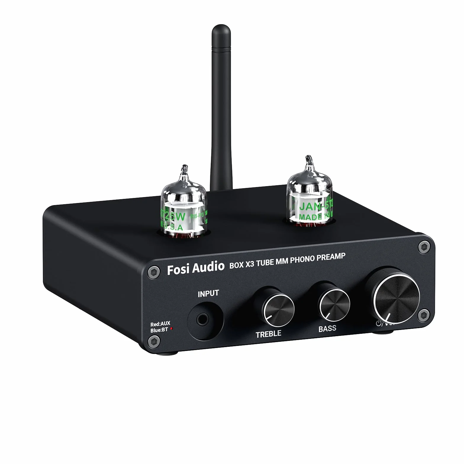 Fosi Audio BOX X3 5725W Lampowy Przedwzmacniacz Gramofonowy Przedwzmacniacz Gramofonowy do Gramofonu MM Bluetooth 5.0 Mini Stereo Hi-Fi Przedwzmacniacz do Domowego Odtwarzacza Audio Nagłośnienie