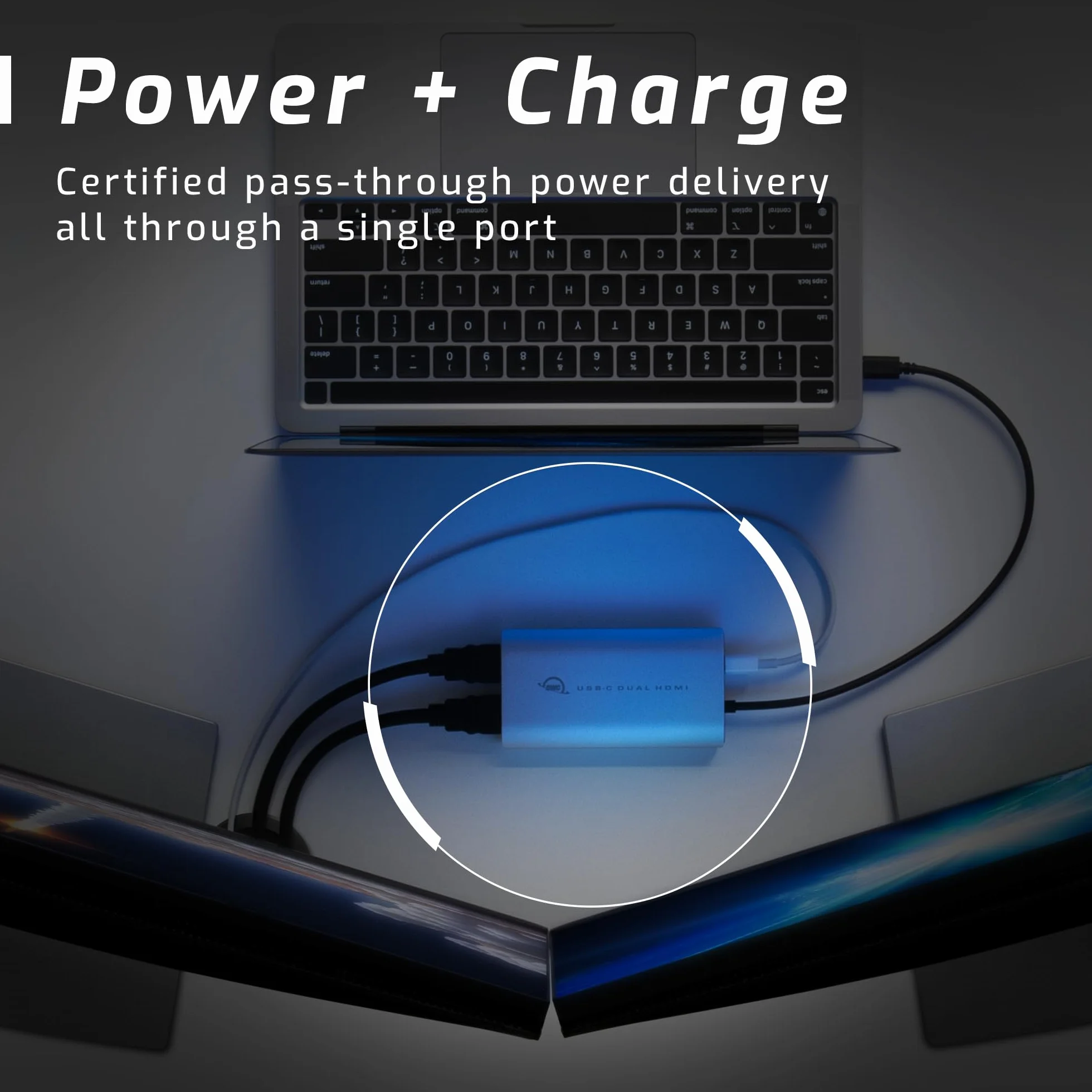 OWC Adapter wyświetlacza USB-C na Dual HDMI 4K z DISPLAYLINK do Apple M1 Mac lub dowolnego Mac lub PC z USB-C lub Thunderbolt
