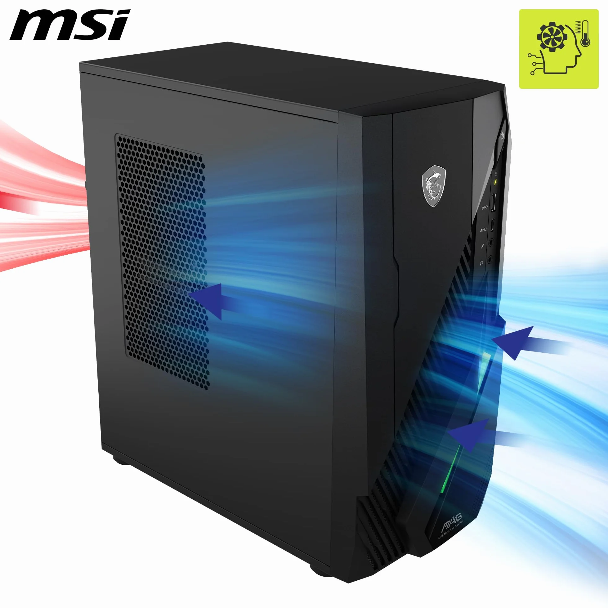 MSI MAG Infinite E1 14NVL5-104EU Gaming PC - procesor Intel Core i5 14400F, karta graficzna GeForce RTX 5060 8G, 16 GB DDR5 RAM, 1 TB SSD PCIe GEN4 x 4 w/lub DRAM NVMe - zasilacz 80+ brązowy, Wi-Fi 6E