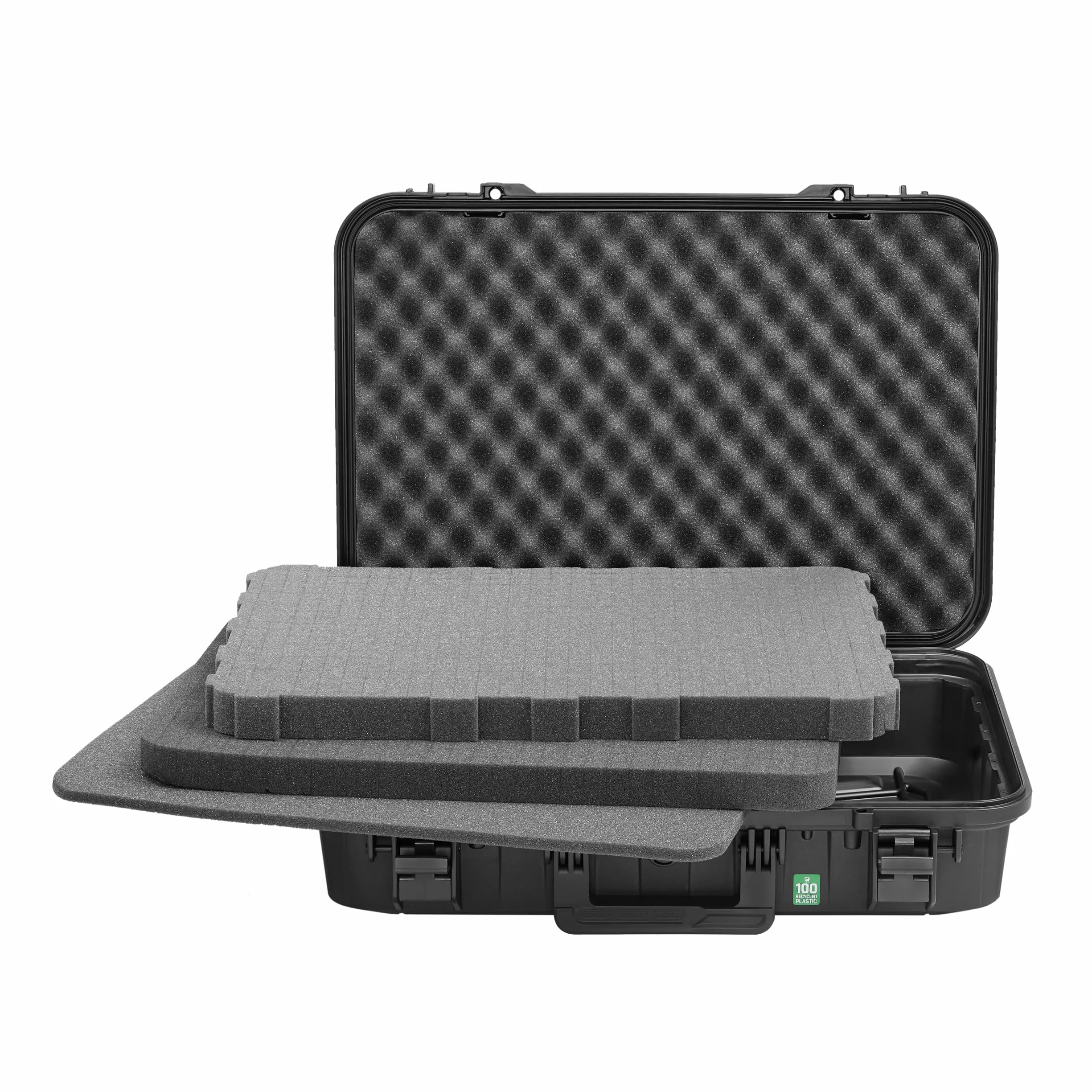 TOMcase Walizka na tablet, notebook/laptop i akcesoria; wodoodporne etui ochronne ECO z siatką/pianką cube na 16" do 18", Outdoor Case Made in Germany (L)
