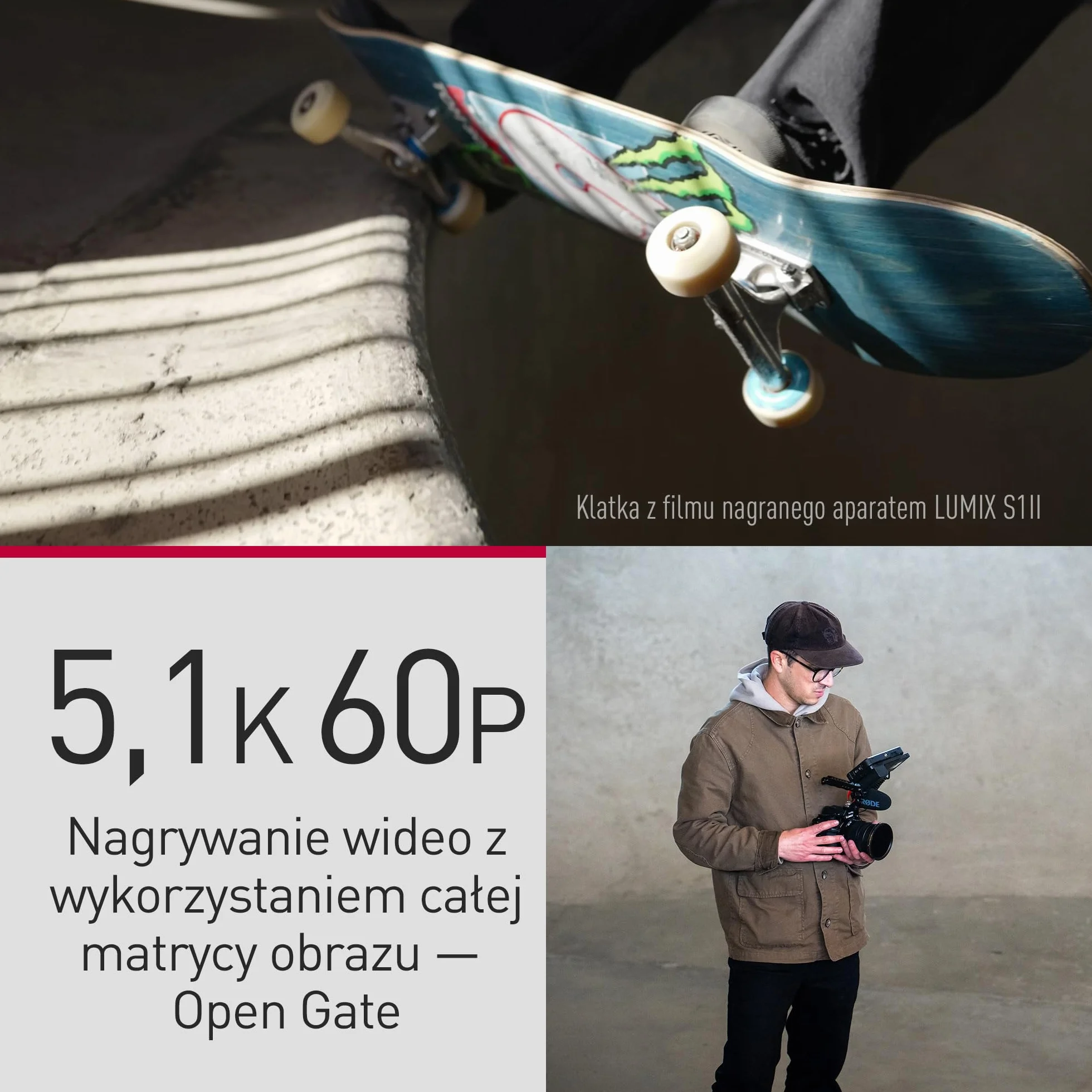 Panasonic LUMIX DC-S1M2E | Pełnoklatkowy aparat bezlusterkowy, 24MP, 4K 120p, 5.1K 60p Open Gate, ProRes RAW, fazowy Hybrydowy AF, L-Mount, sam korpus, czarny