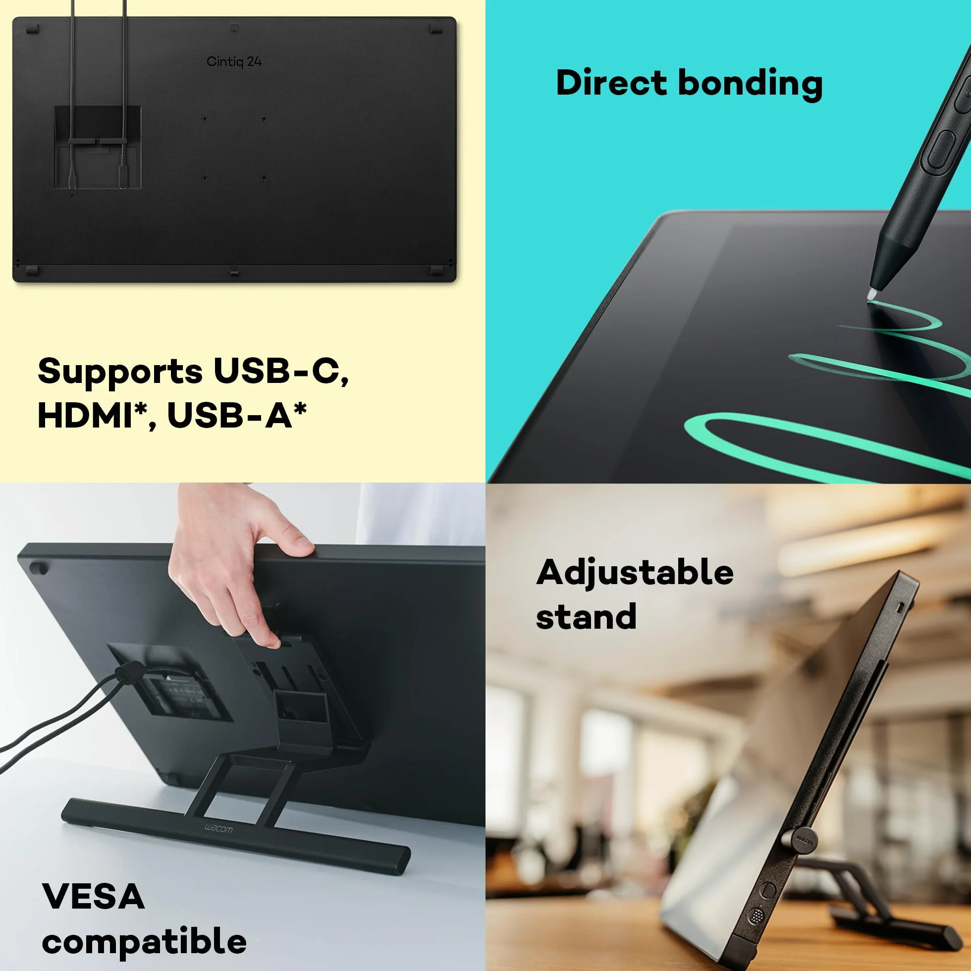 Wacom Cintiq 24 (edycja 2025) – wyświetlacz graficzny 2,5 K z Wacom Pro Pen 3, regulowany stojak, szkło antyrefleksyjne i bardzo precyzyjne kolory